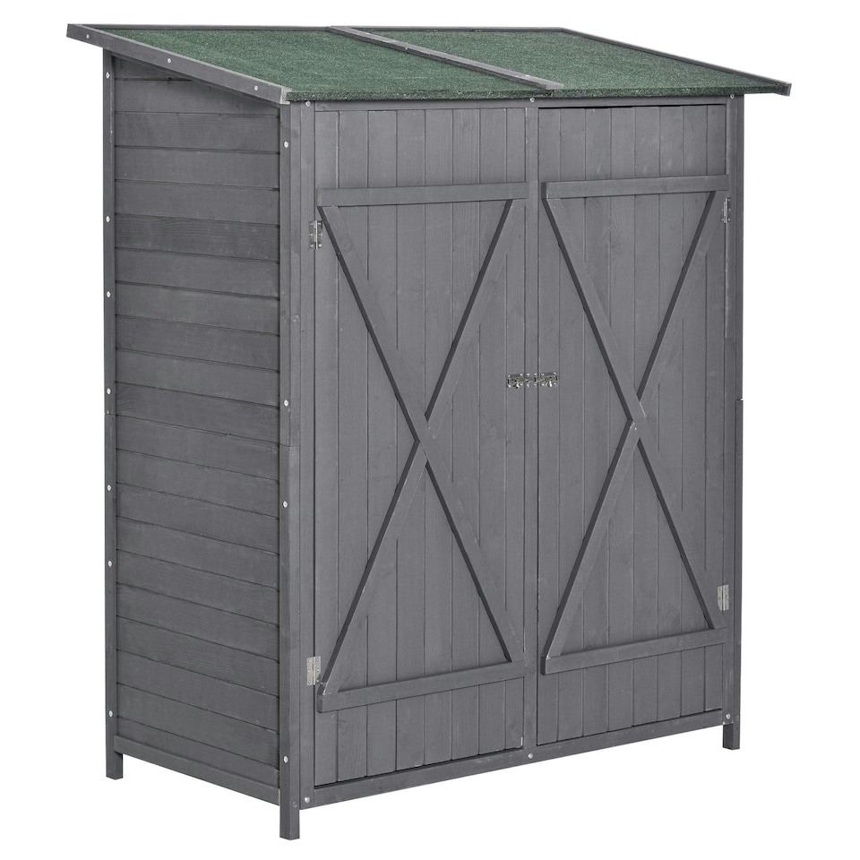 image 1 of Outsunny Garden Storage Shed Tool Organizer, 139x75x160cm, Grey
