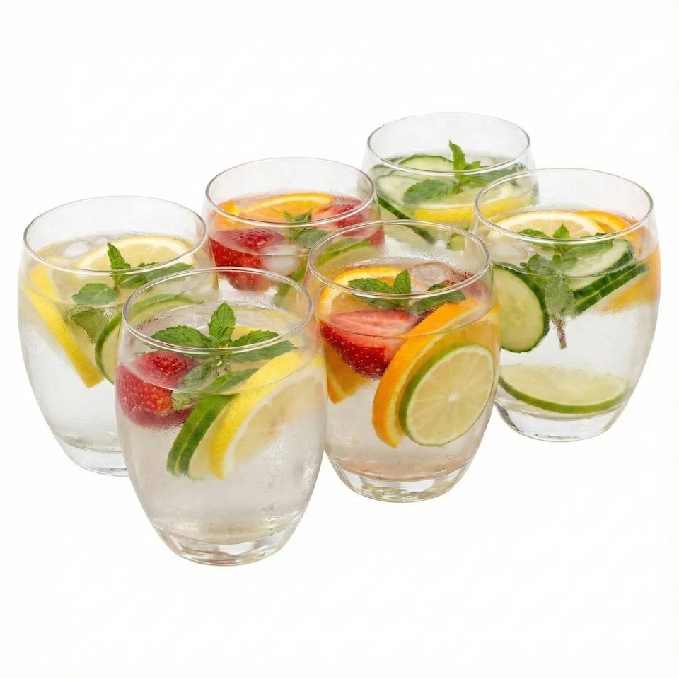 image 1 of 6 Clear Glass Tumblers 350ml Drinking Cups Water Juice Set Home Bar Kitchen Gift | Clear | Clear | Set of 12
