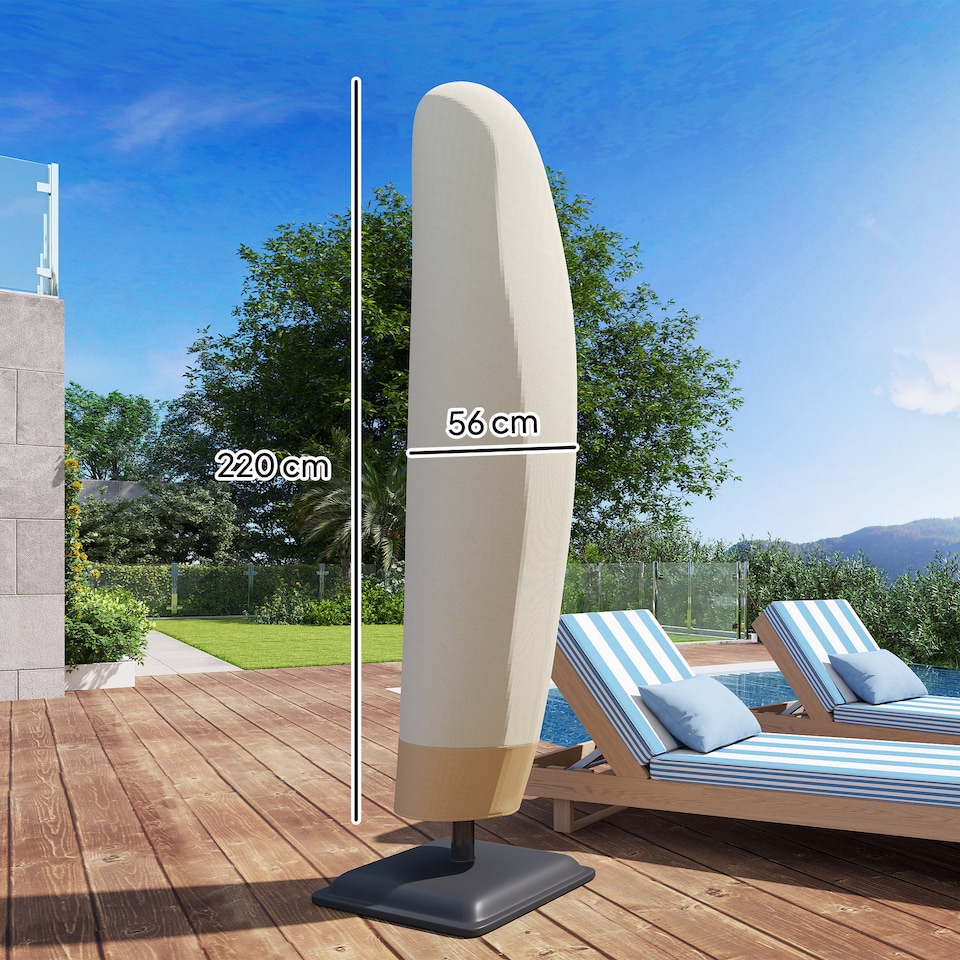 image 1 of Outsunny Parasol Cover, 600D Oxford Cantilever Umbrella Cover Fit for 24m Parasol, Banana Umbrella Protector with Zipper for Outdoor Garden, Patio, White