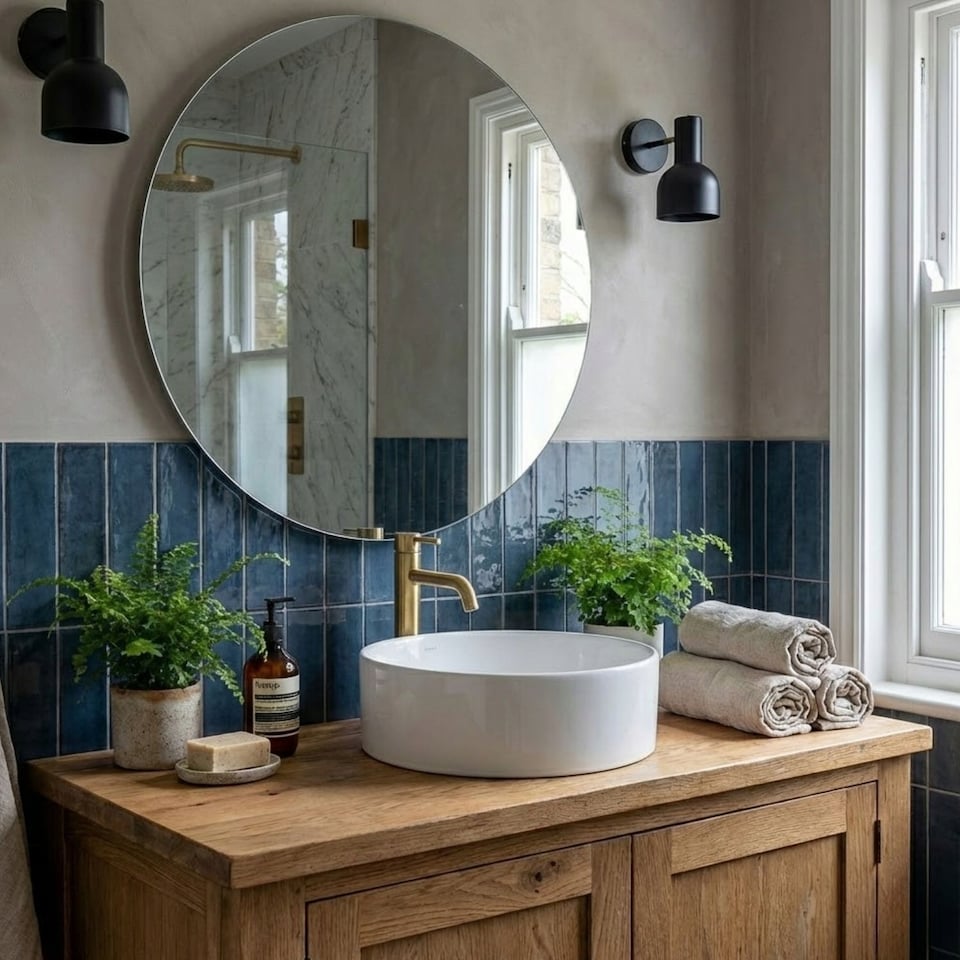 image 1 of Round Bathroom Mirror 80cm Frameless Polished Edge 4mm Silver Glass