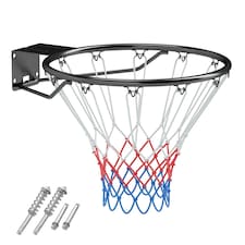 COSTWAY Wall Mounted Basketball Rim Goal Replacement Black Black | Standard