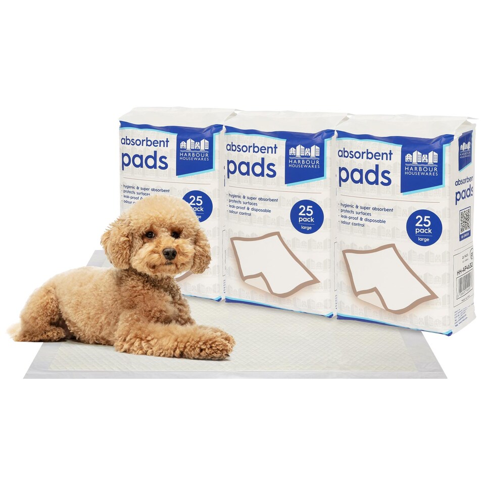 image 1 of Harbour Housewares 75x Disposable Puppy Training Pads - 60 x 60cm - Absorbent Puppy Training Pads Leak-Proof Pee Pads