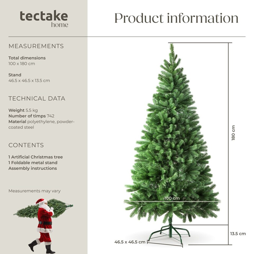image 1 of Christmas Tree - artificial Christmas tree with injection-moulded needles and bendable branches | Green | green | 1