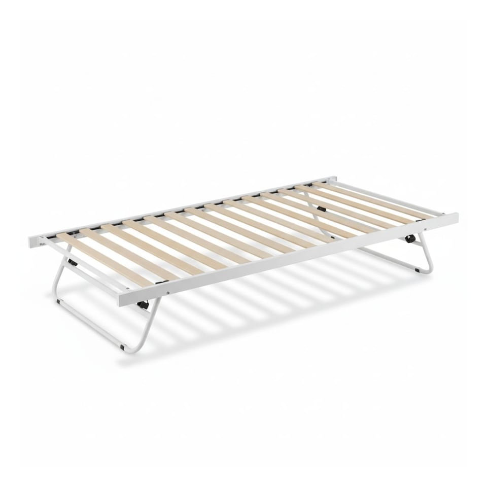 image 1 of Daybed Trundle Frame Metal 3ft Single with 1 Mattress Day Bed Guest Room Bedroom Living Room