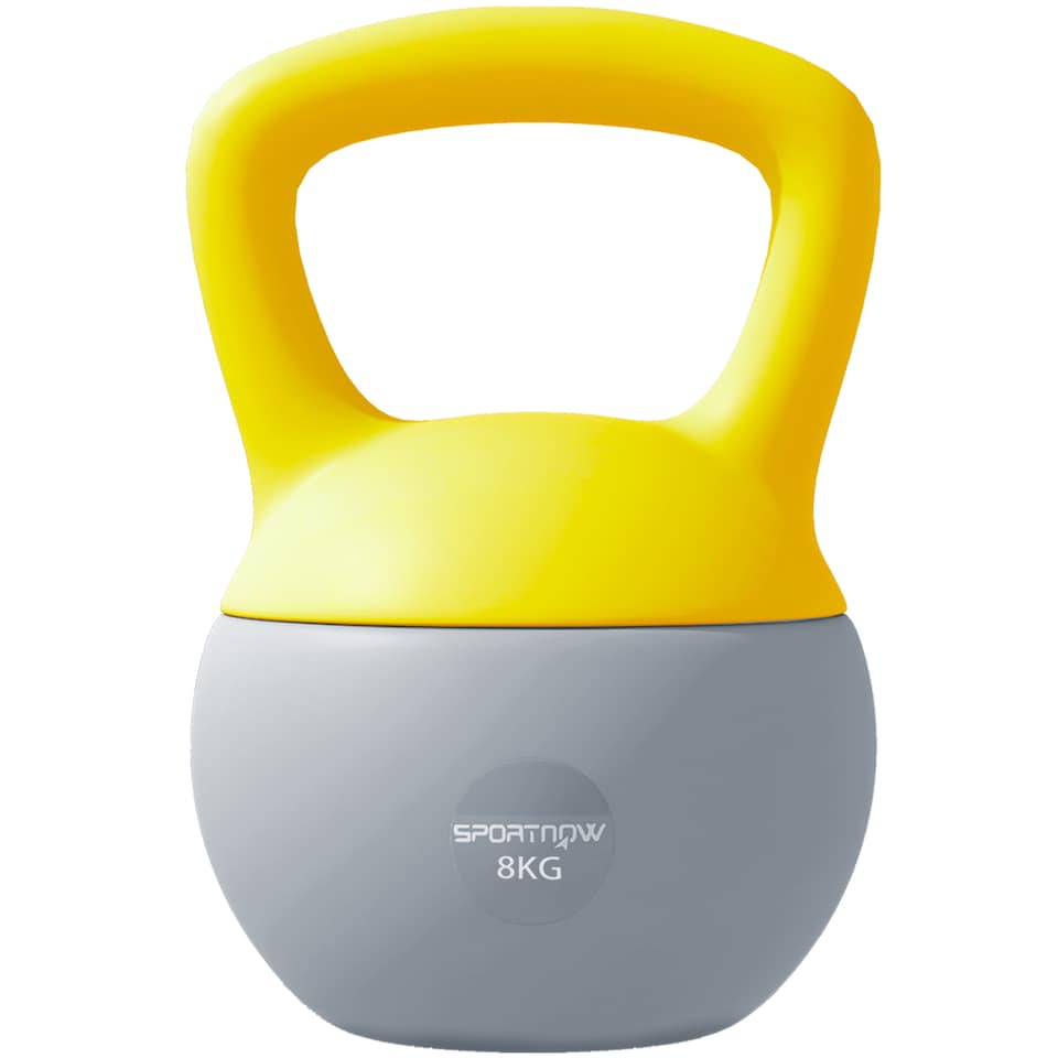 image 1 of SPORTNOW Soft Kettlebell, 4/6/8/10/12kg Kettle Bell with Non-Slip Handle for Home Gym Weight Lifting and Strength Training, Yellow and Grey | Yellow | 8
