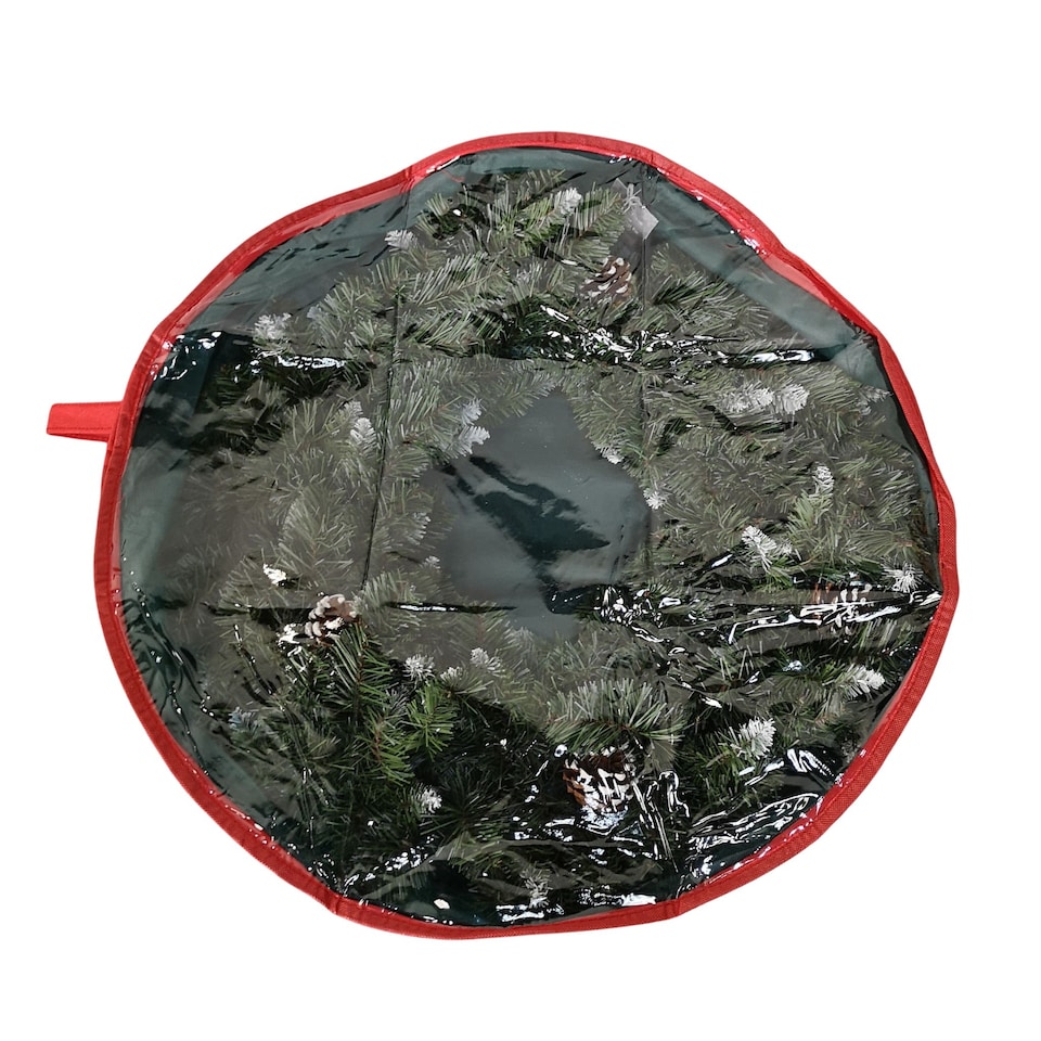 image 1 of 65cm Green Christmas Wreath Decoration Storage Bag with Zip and Carry Handle