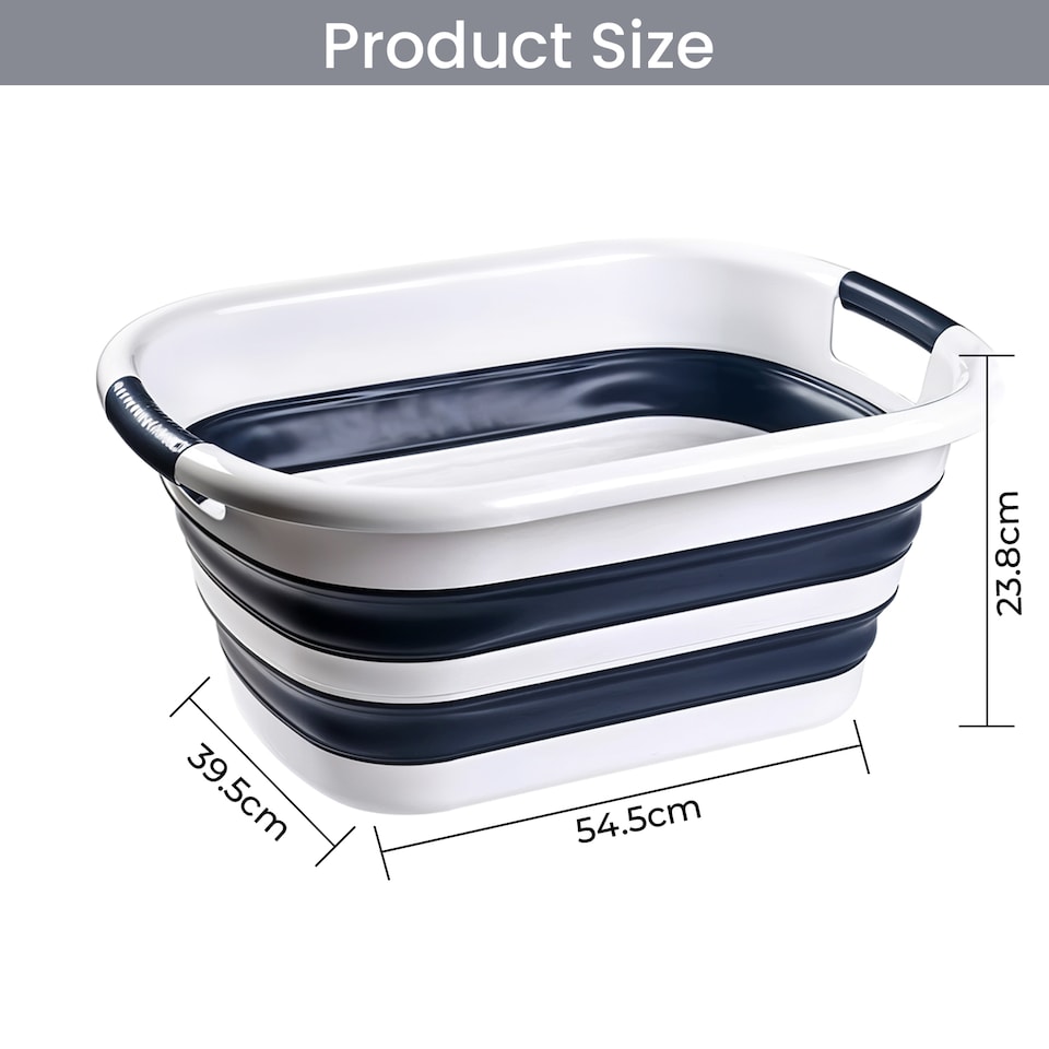 image 1 of 26L Oval Collapsible Laundry Basket, Foldable Plastic Laundry Hamper