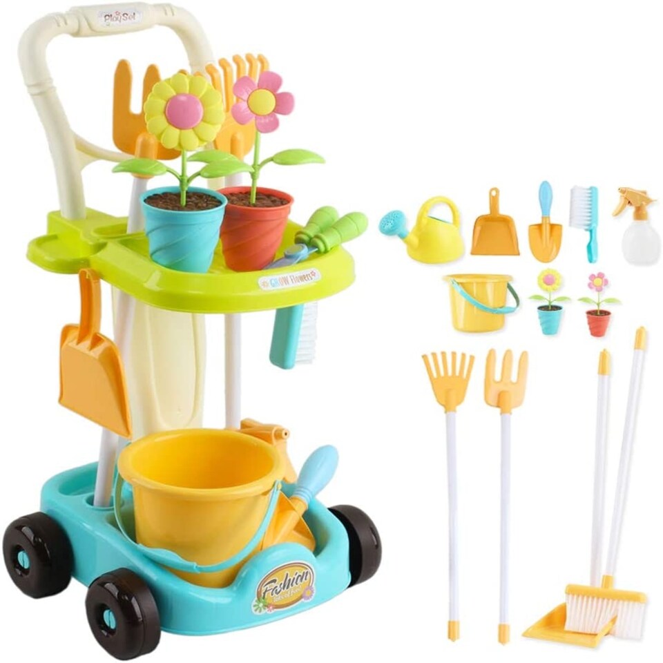 image 1 of 26 Pcs Gardening Tools and Trolley Play Set