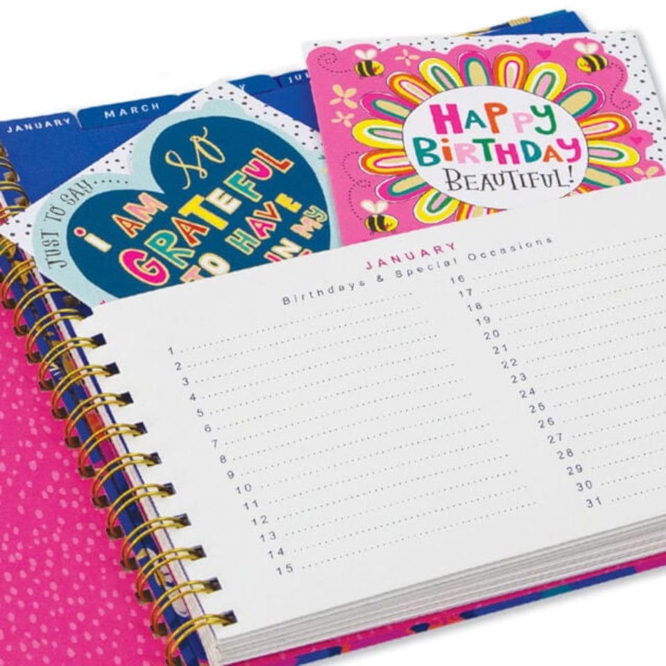 image 1 of Rachel Ellen Floral Birthday Card Planner & Organiser