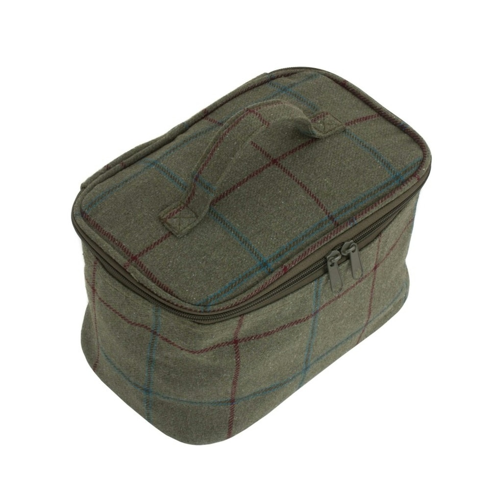 image 1 of Small Green Tweed Cooler Picnic Bag