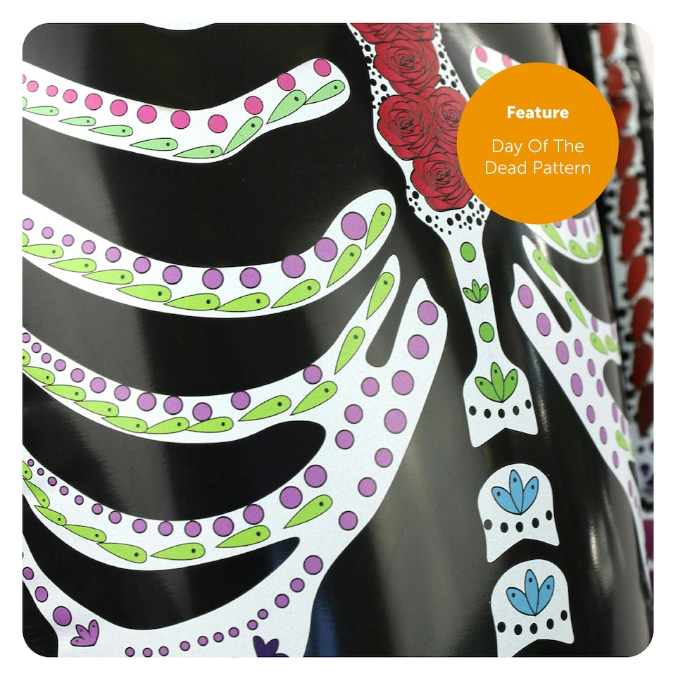 image 1 of Day of the Dead Inflatable Skeleton Coffin Drinks Cooler – 43"x31" Purple Party Decor