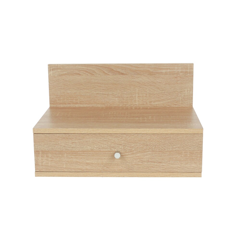 image 1 of Pair of Kelly Wall-Mounted Bedside Cabinets with Drawer - Modern Floating Bedside Tables | Brown | Oak Effect | One Size | 2