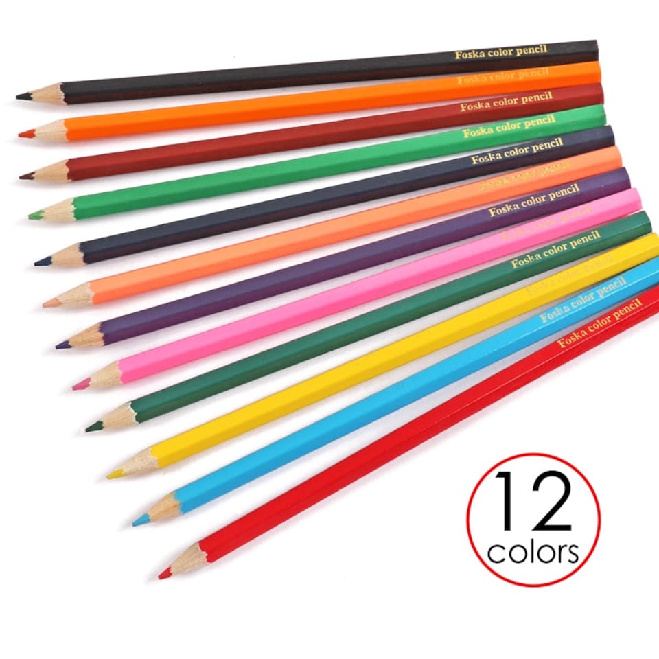 image 1 of Pack of 12 Hexagonal Assorted Colouring Pencils