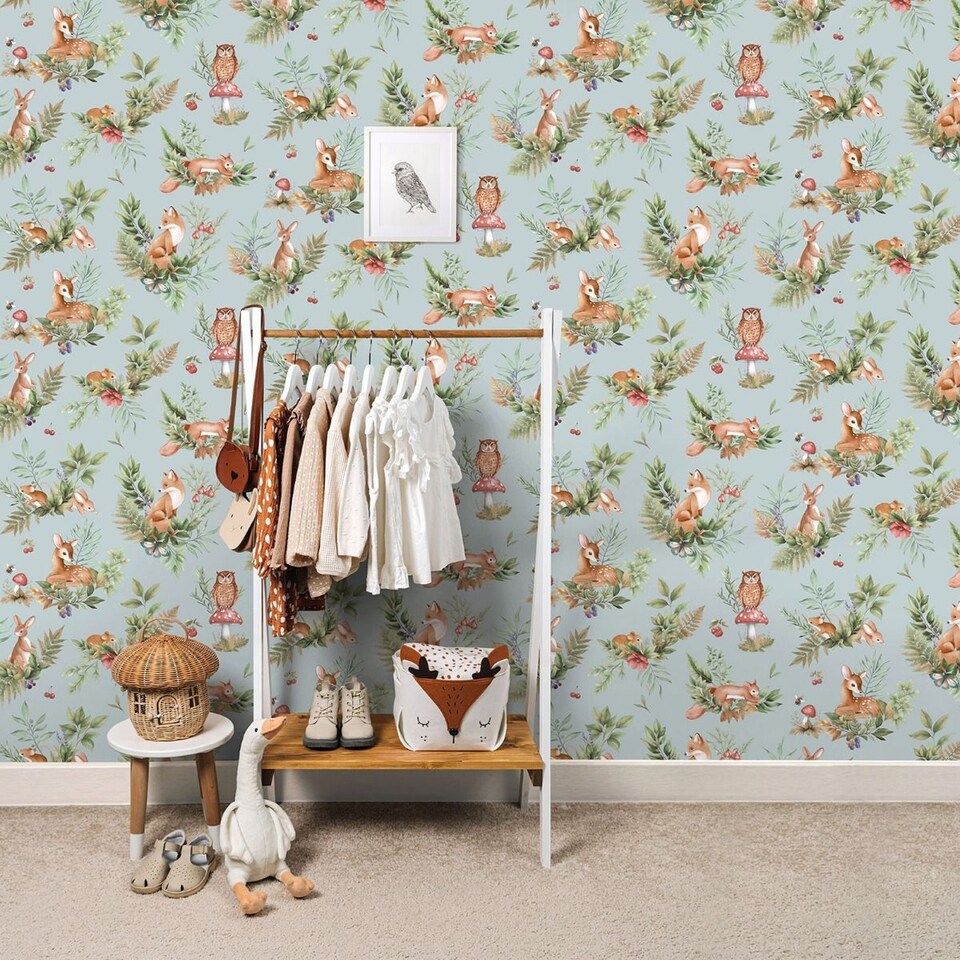 image 1 of Holden Decor Forest Friends Textured Wallpaper | Blue | Blue | 1