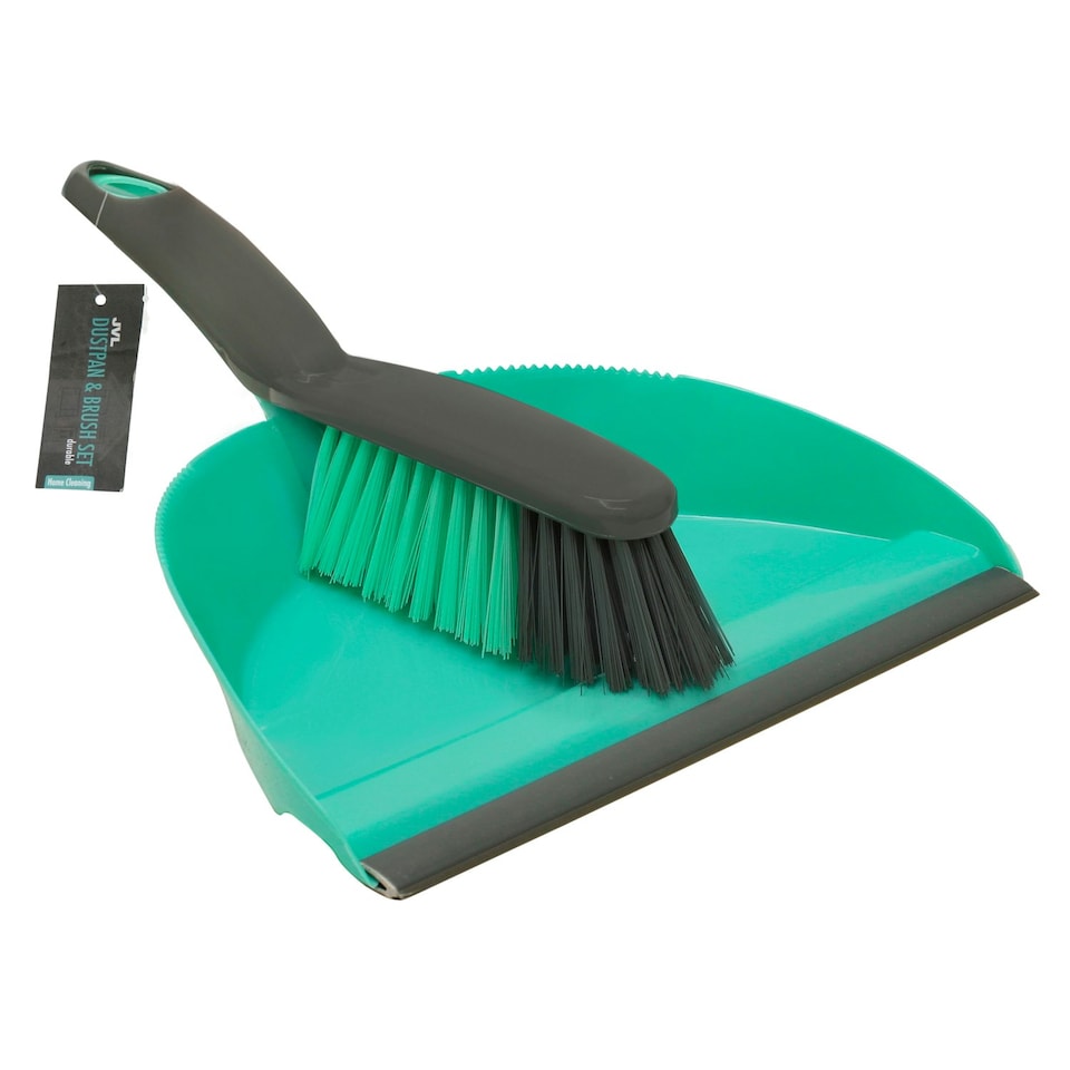 image 1 of JVL Dustpan and Bristle Brush Set, Turquoise