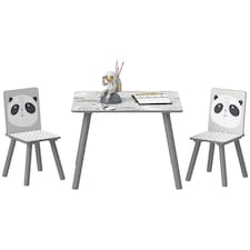 ZONEKIZ Kids Table and Chairs, Children Desk with Two Chairs, Three Piece | Grey