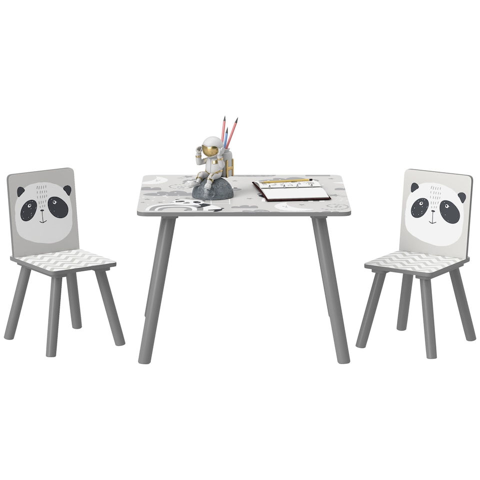 image 1 of ZONEKIZ Kids Table and Chairs, Children Desk with Two Chairs, Three Piece | Grey