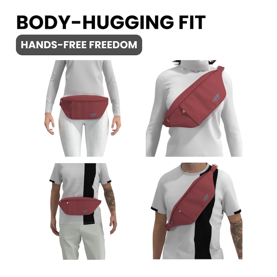 image 1 of CabinZero Bum Bag 2L, Anti-Theft RFID Blocking Travel Hip Pack | Red | Napa Wine