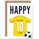 image 1 of Football Strip Kit Yellow Jersey Top 10 Year old Kids 10th White Birthday Card