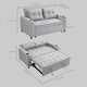 image 3 of HOMCOM 2 Seater Sofa Bed, Linen Click Clack Sleeper Sofa with Pull Out Design, 2 Pillows, Cup Holders, Side Pockets, Convertible Loveseat Bed Settee for Living Room, 157x190cm, Light Grey | Grey