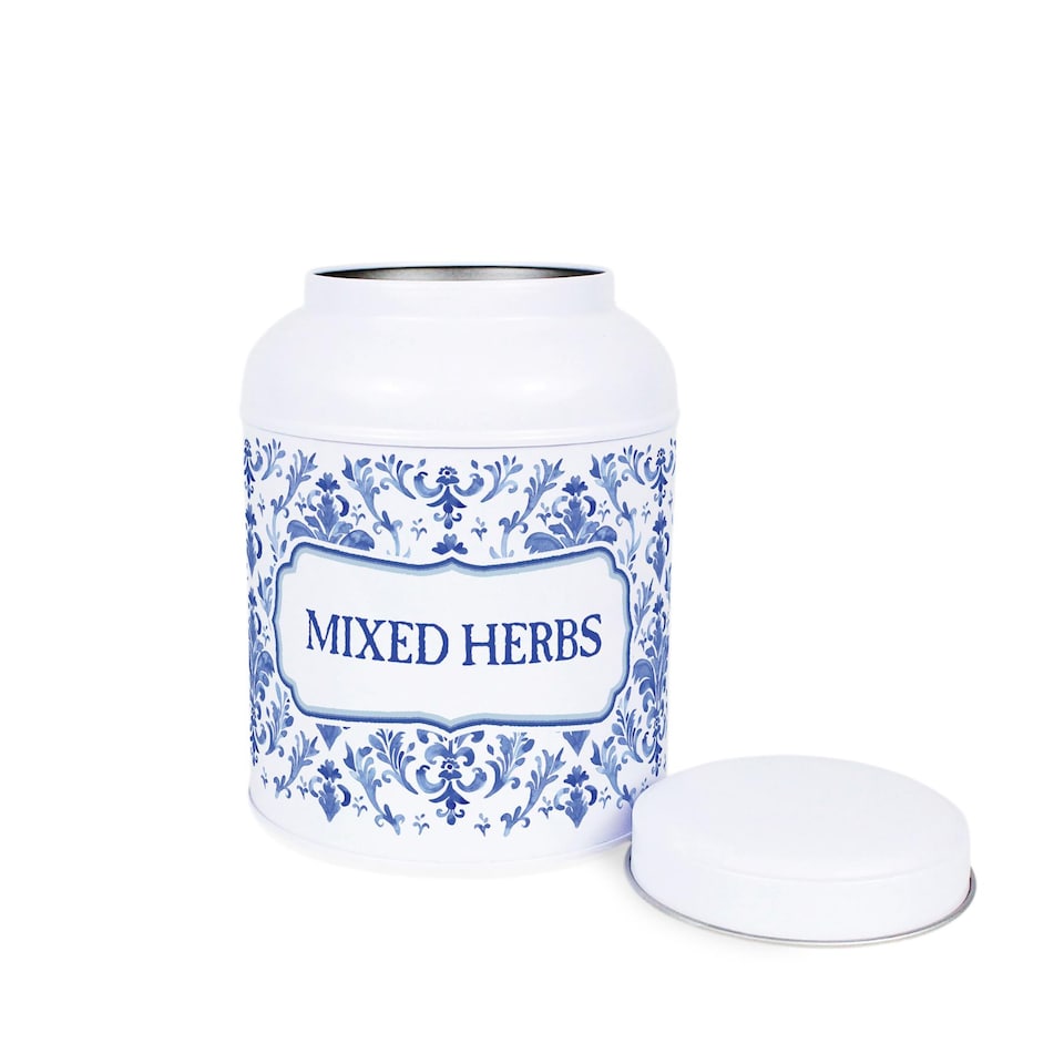 image 1 of Oriental Ink Mixed Herbs Canister - Small Domed Lid Kitchen Storage Jar