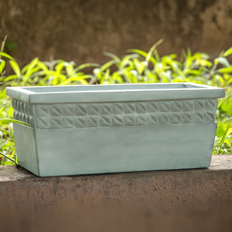 image 1 of Primrose Concrete Capri Trough Outdoor Planter in Dark Green 50cm