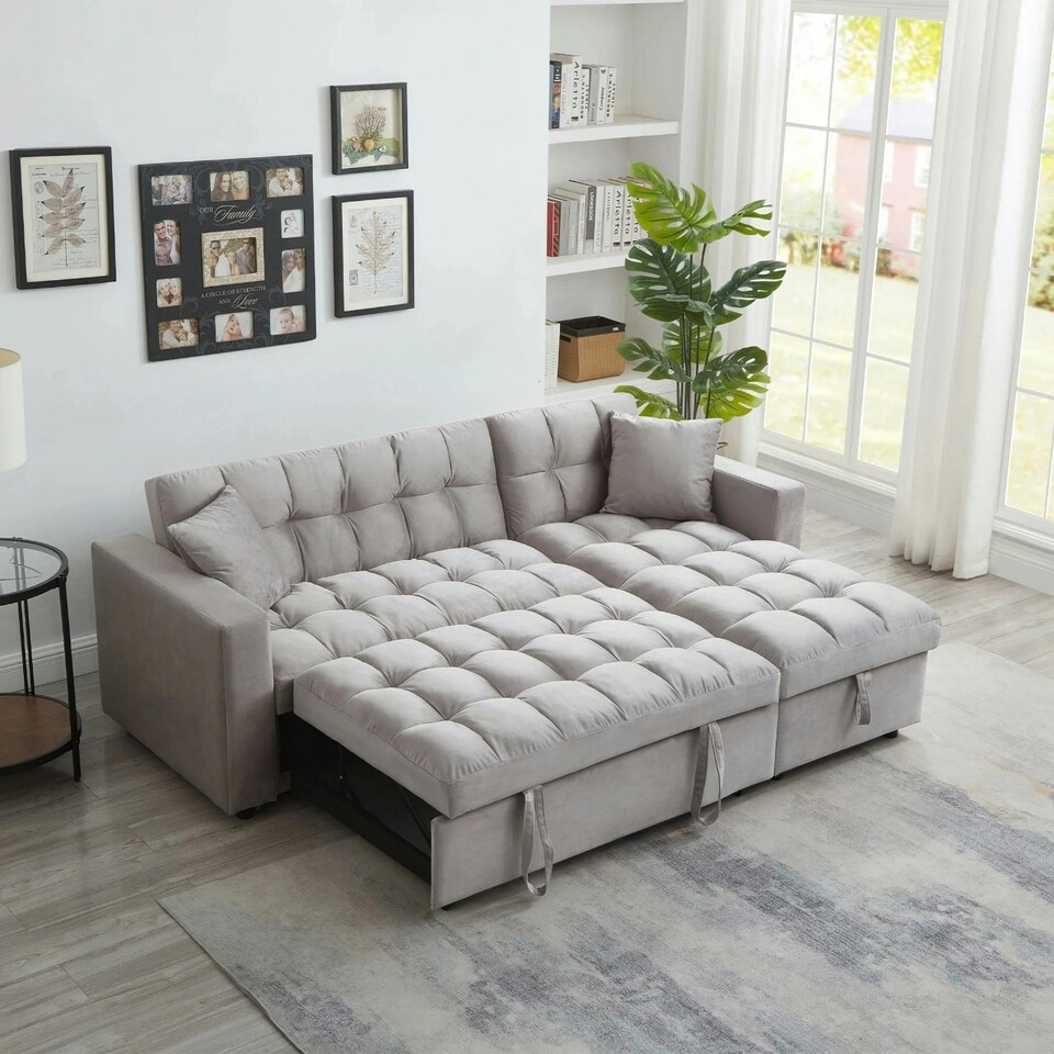 image 1 of Madrid Corner Chaise Lounge L Shape 3 Seater Sofa With With a Reversible Chaise & Pull Out Sofa Bed Grey