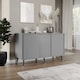 image 5 of URBNLIVING Grey Carcass 3 Door Sliding Storage Cabinet | Multi | Grey Doors & Black Legs | 1