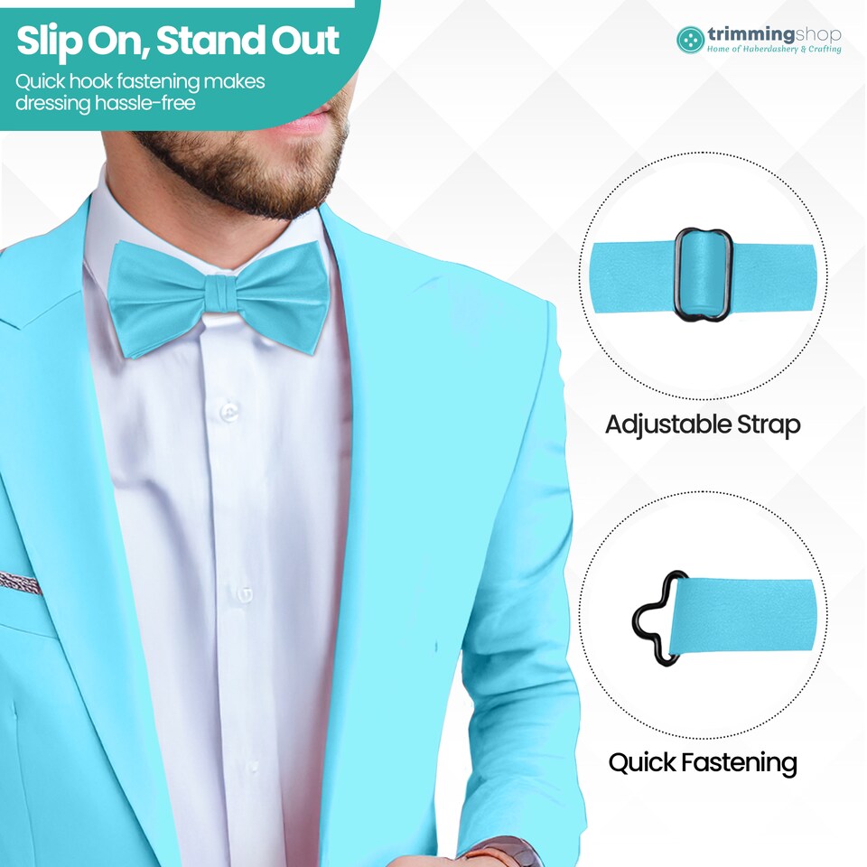 image 1 of Mens Bow Ties Colourful Plain Solid Satin Polyester Stylish Bow Ties