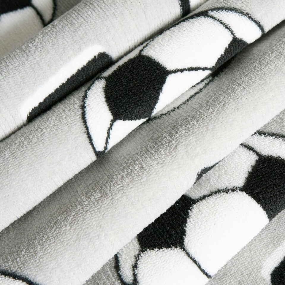 image 1 of OHS Kids Football Soft Fleece Sherpa Reverse Over Bed Blanket Throw, Grey - 100x120cm