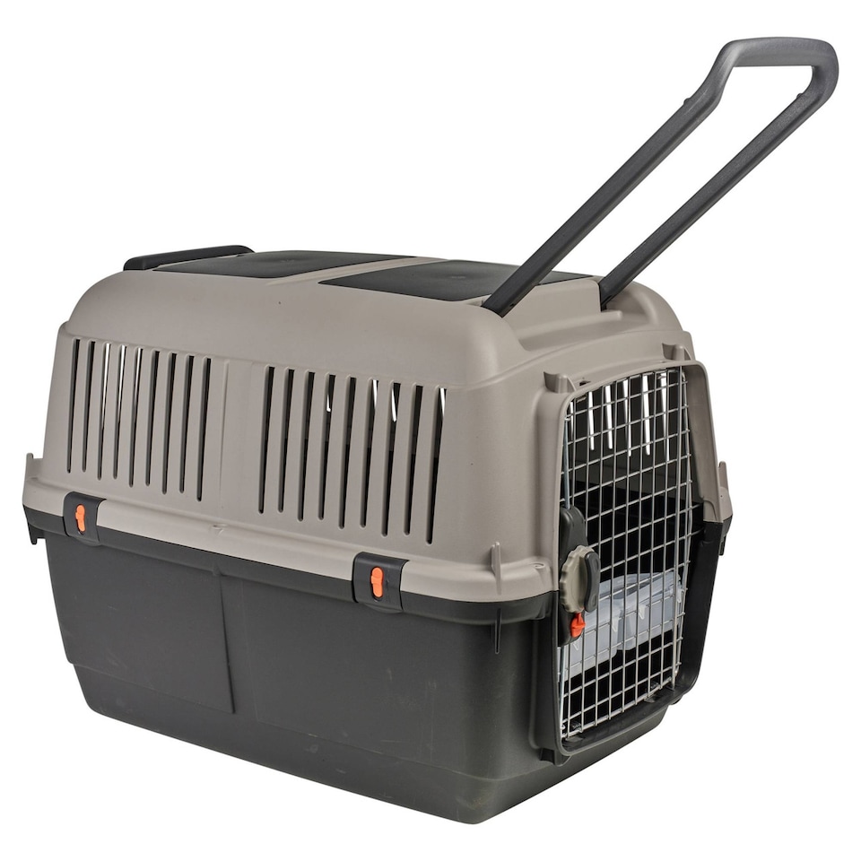 image 1 of Dog Pet Carrier Transporter Cage - Black & Grey - X- Large