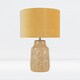 image 2 of First Choice Lighting Peacock Glazed Ceramic Lamp with Ochre Velour Shade Yellow | Yellow
