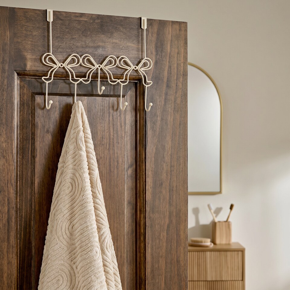 image 1 of OHS Bows Over the Door Hook Hanger 5 Hooks Coats Towel Rack