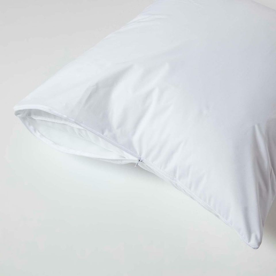 image 1 of Homescapes Waterproof Pillow Protectors - 60 x 60 cm - Pack of 4 | White