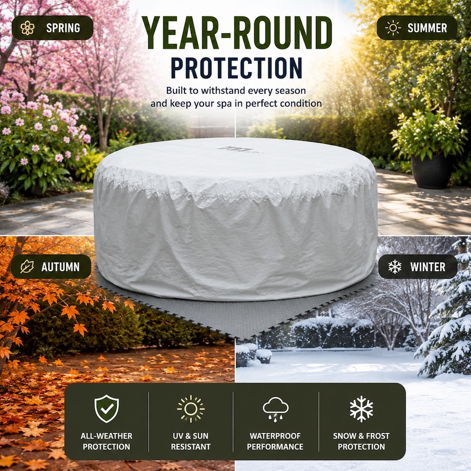 image 1 of Hot Tub Spa 4 Person Hot Tub Cover Cap Outdoor Garden Patio Furniture Heat-Resistant Spa Safecty Protector