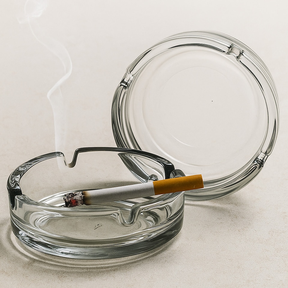 image 1 of Round Glass Classic Ashtray 10.2cm Round for Cigarettes Indoor Outdoor | Clear | Set of 2