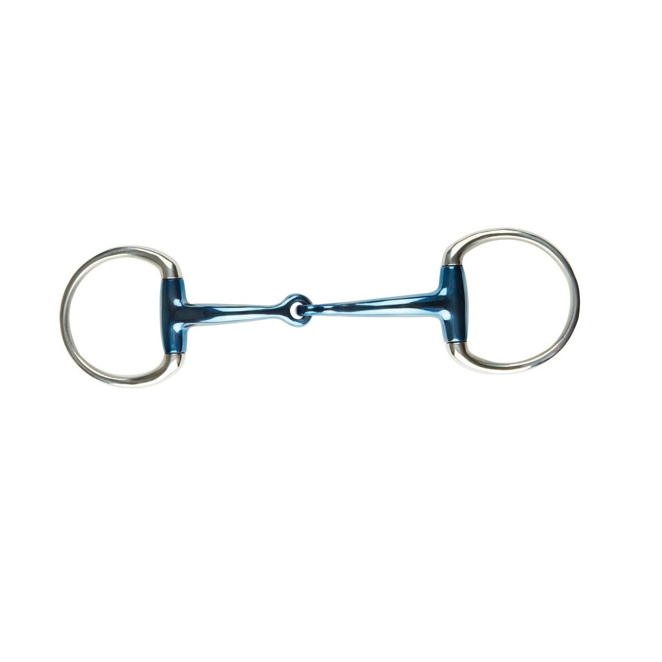 JP Korsteel Blue Steel Jointed Eggbutt Snaffle Bit - Blue/Silver - 4.5in