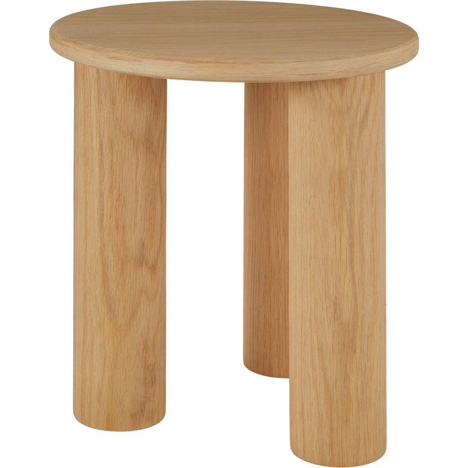 image 1 of Side Table Sisi - round, solid wood legs, rustic look Brown | Light Oak