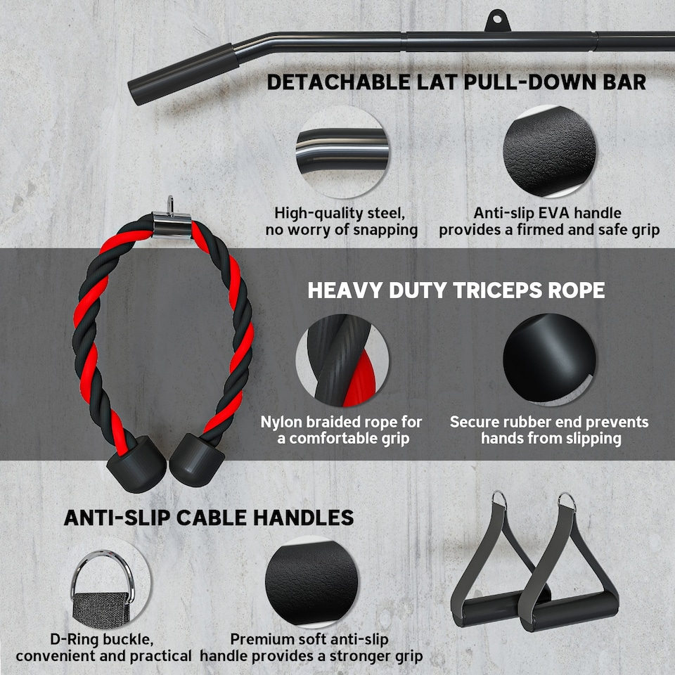 image 1 of Weight Cable Pulley System for Home Gym with Universal Loading Pin | Red