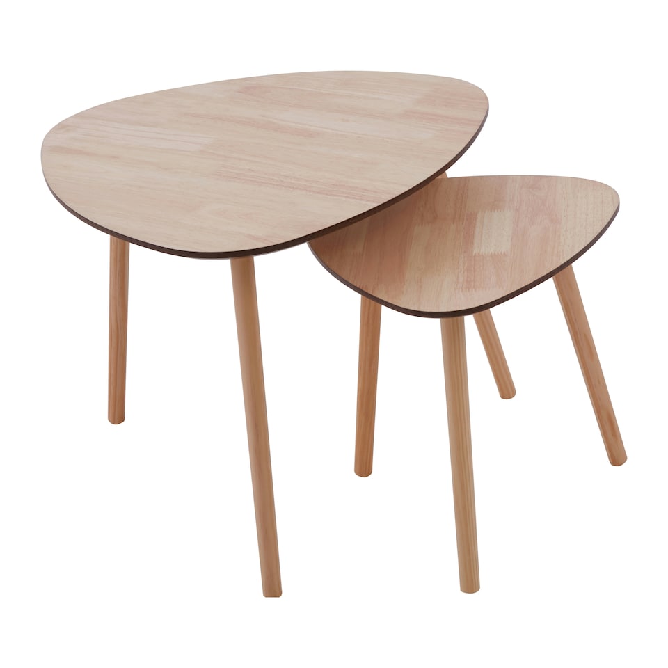 image 1 of Interiors by Premier Set of 2 Nesting Tables, Wood Nest of Tables with Three Legs, Sturdy Side Tables for Home, Living Room
