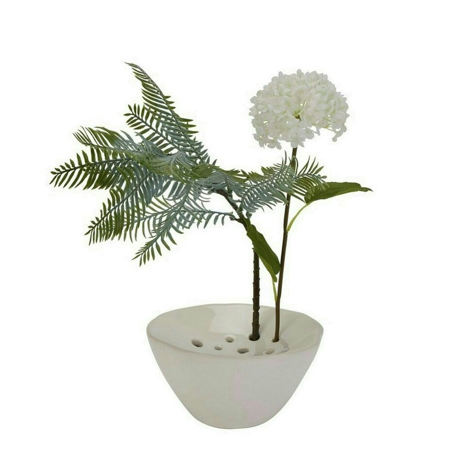 image 1 of Flower Frog - Ceramic - L15 x W15 x H8 cm - White White