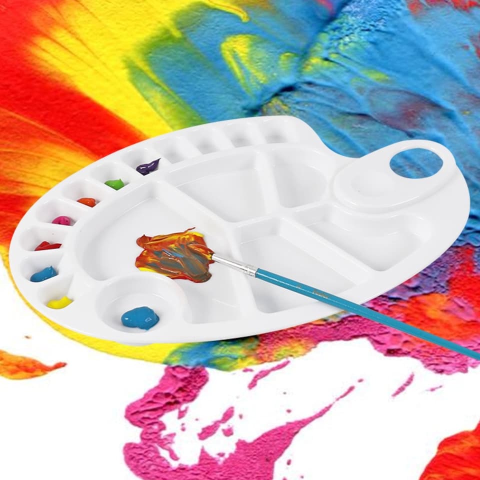 image 1 of Professional Art Drawing Plastic Water Colour Mix Paint Tray Naked Palette