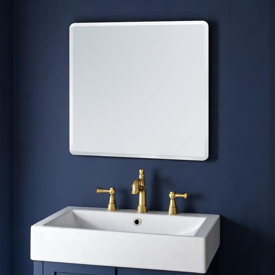 image 1 of Showerdrape Trafalgar Square Wall Mounted Frameless Bevelled Edge Bathroom Mirror 60 x 60cm | Chrome | Mirror | 1