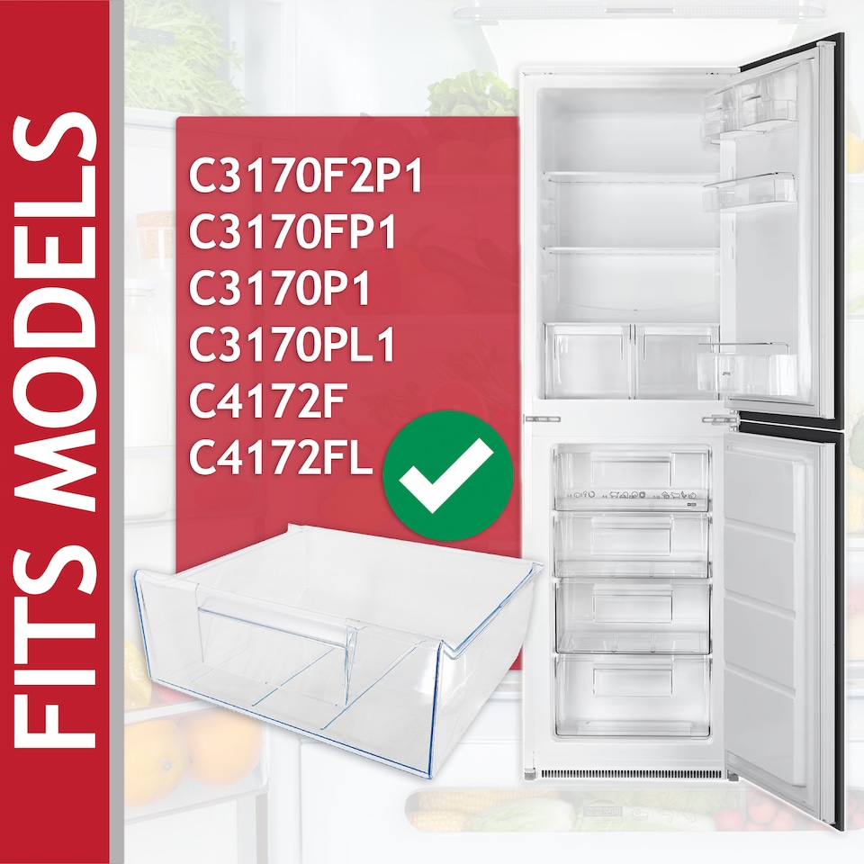 image 1 of SPARES2GO Top Middle Drawer for Smeg C3170 C4172 Fridge Freezer Container Box