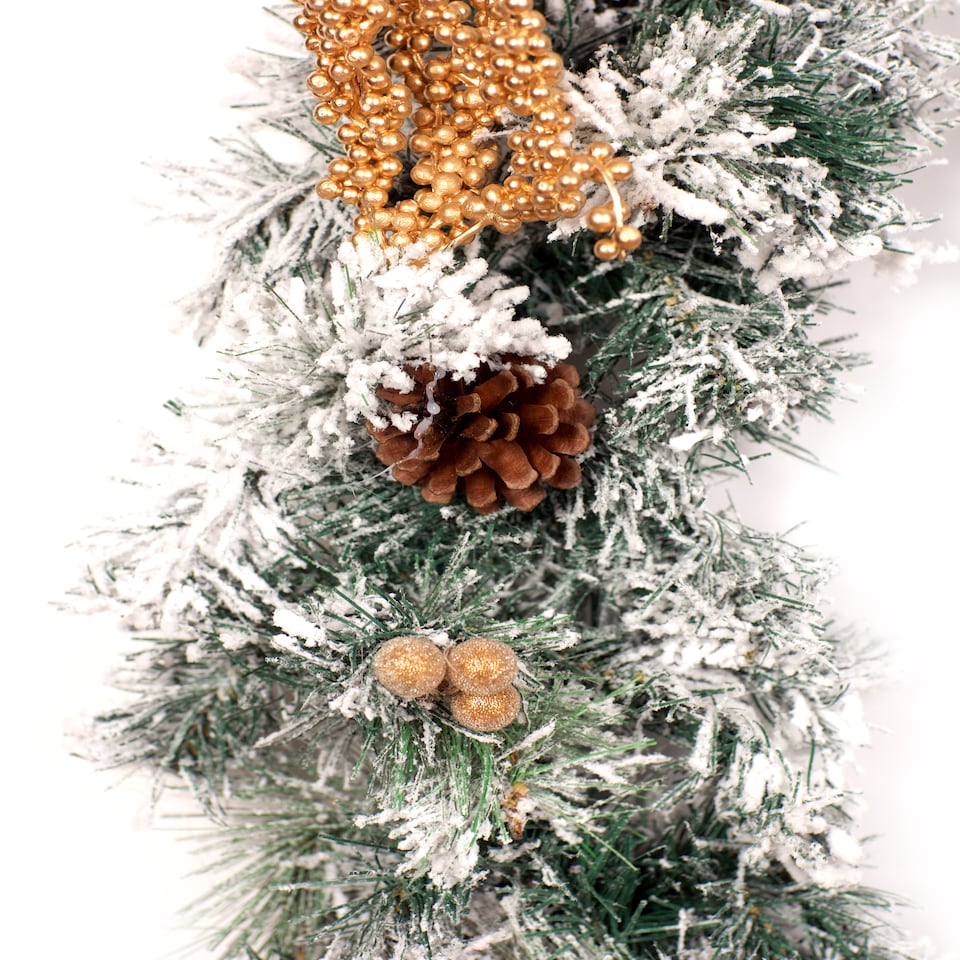 image 1 of 9ft Frosted Gold Decorated Christmas Garland