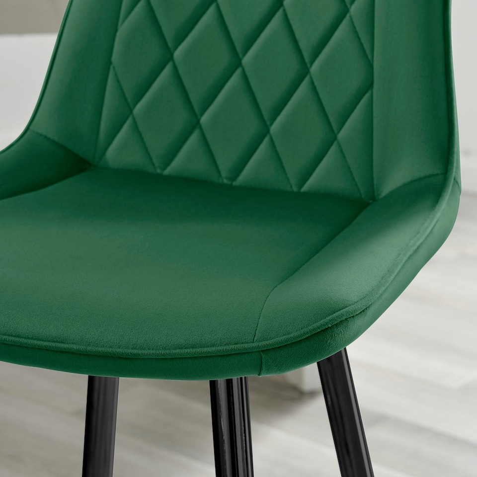 image 1 of Furniturebox Pesaro 2x Green Velvet Black Legs Bar Chair