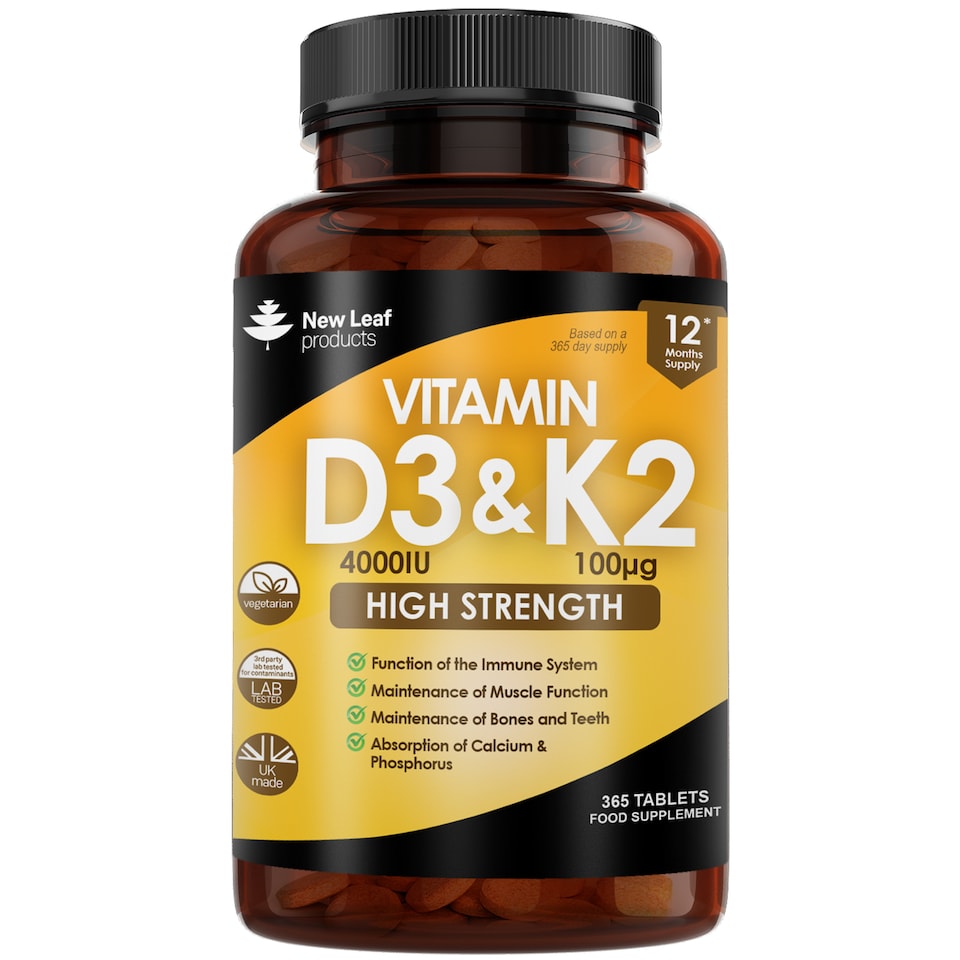 image 1 of Vitamin D3 & K2 Tablets D3 4000iu & K2 100mcg 365 Tablets