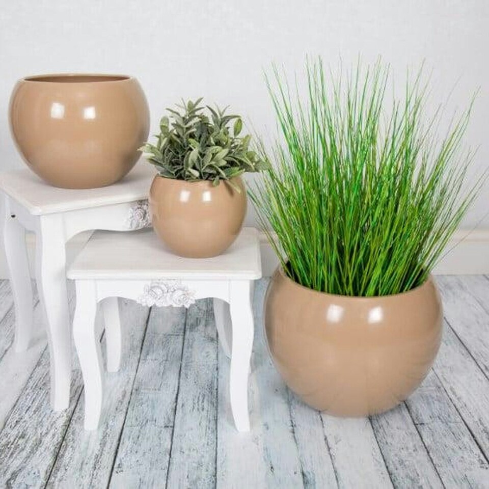 image 1 of Verano Spanish Ceramics Epoxi Round Plant Pot - 30cm Beige N/A