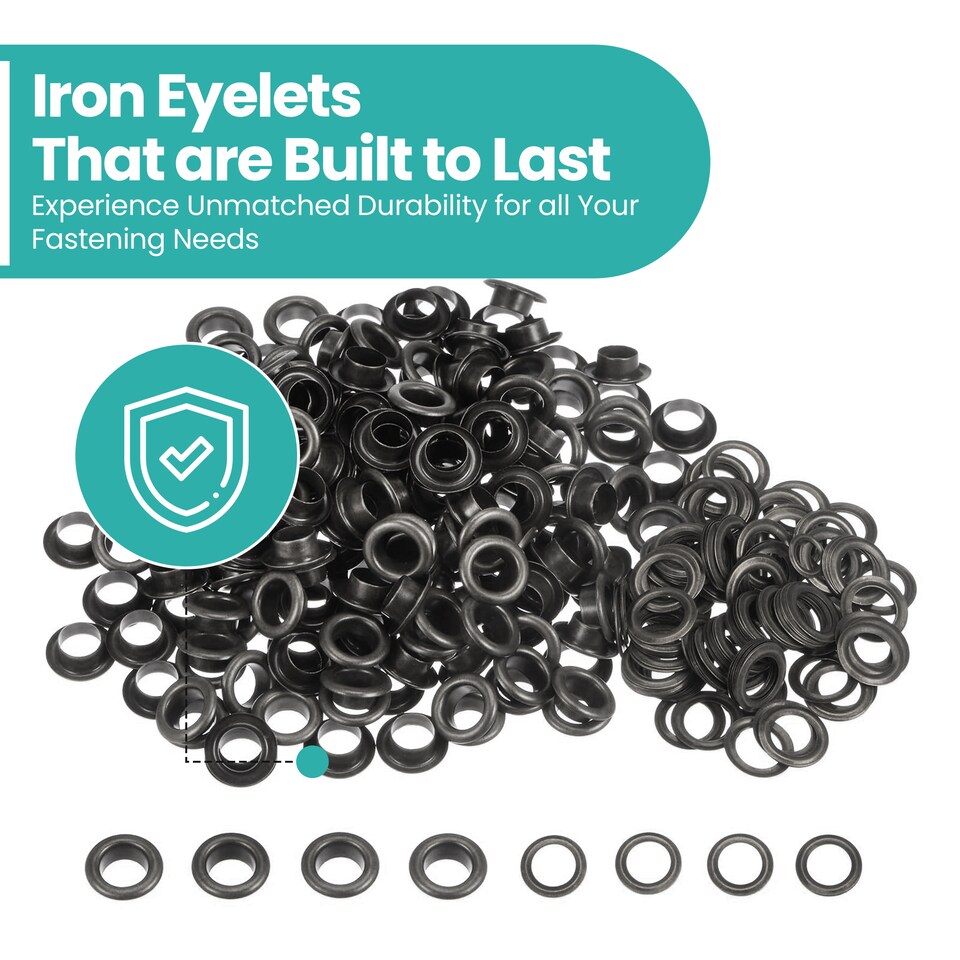 image 1 of 10mm Eyelets with Washers Durable Iron Grommets for DIY Project-100pcs