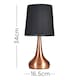 image 3 of ValueLights Teardrop Pair of Copper Touch Table Lamps with Black Shade Black